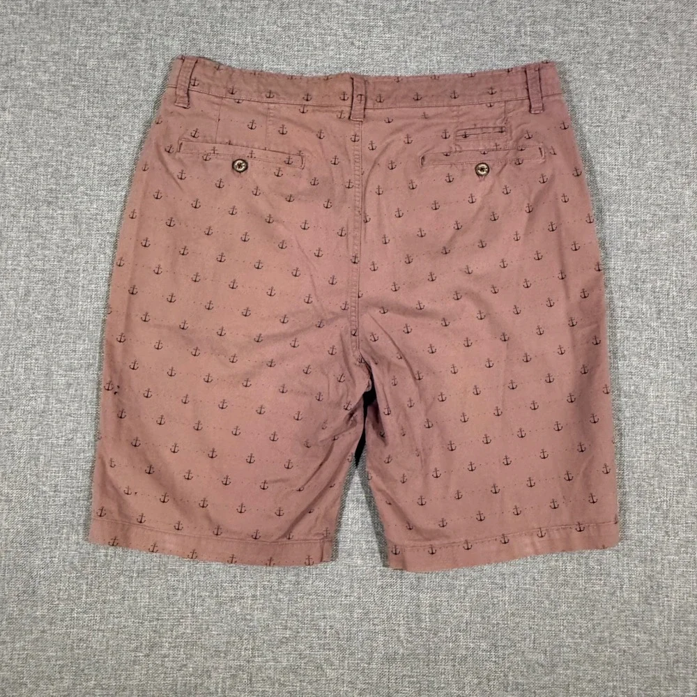 Hudson & Barrow Anchor Chino Shorts Mens 36 Pink Nautical Preppy Coastal Summer